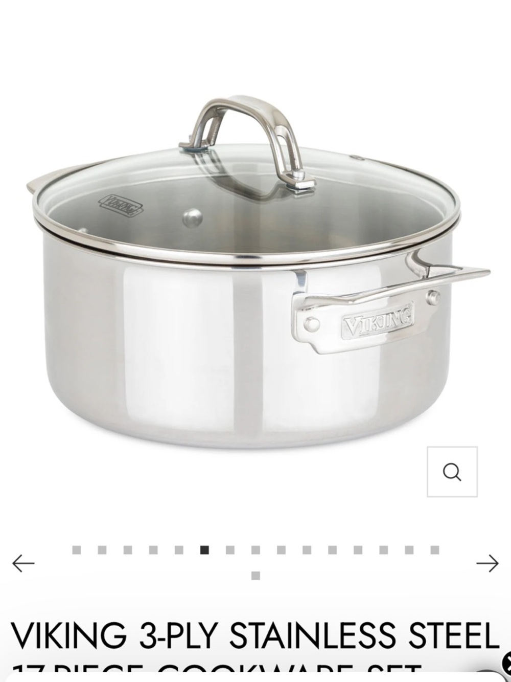 Viking 3-PLY Stainless Steel Soup Pot w/ Glass Lid 4 Quarts New